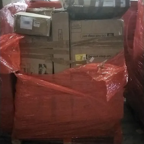 PALLET OF HOUSEHOLD ITEMS TO INCLUDE L-SHAPED COMPUTER DESK,DISHWASHER,BED FRAME WITH HEADBOARD AND OTHER ASSORTED ITEMS...