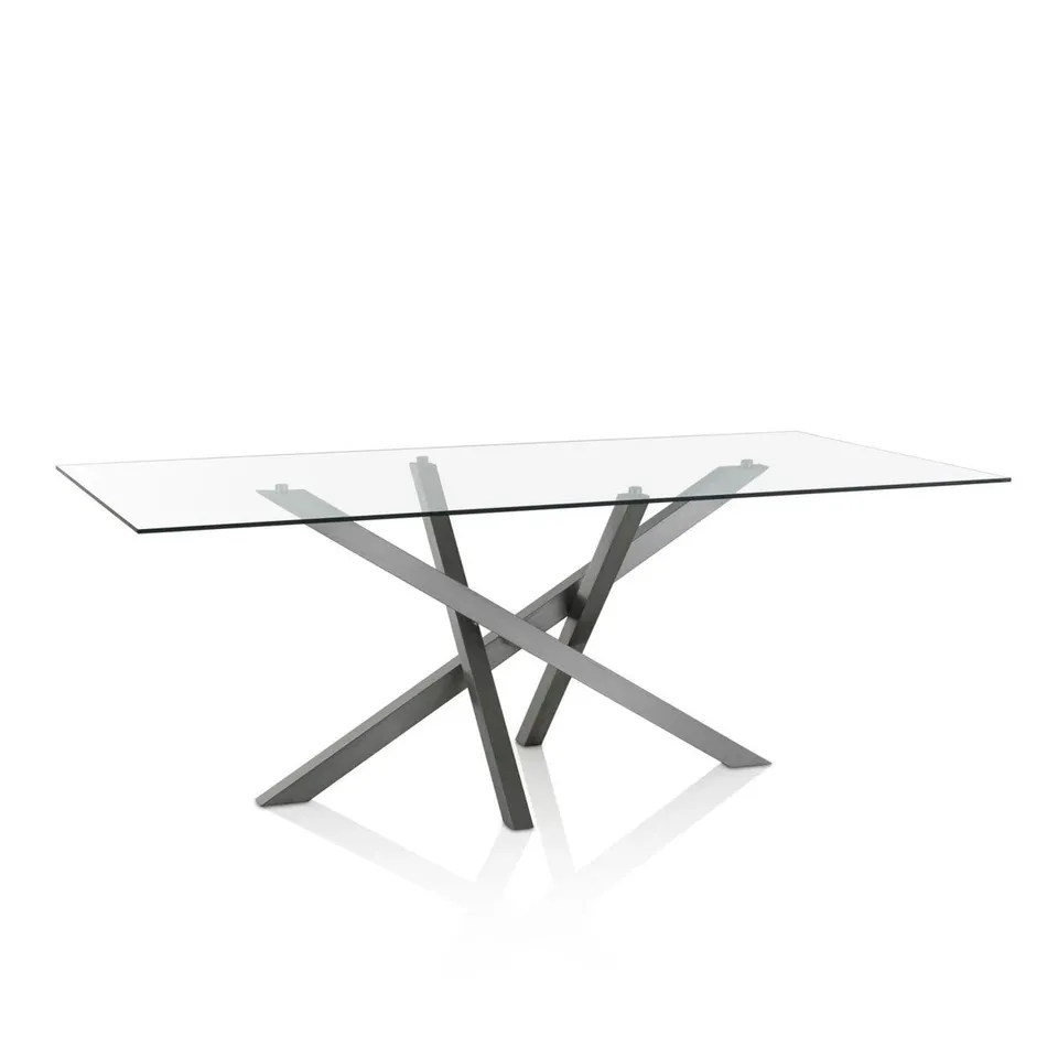 BOXED GOREE GLASS DINING TABLE (2 PIECES)