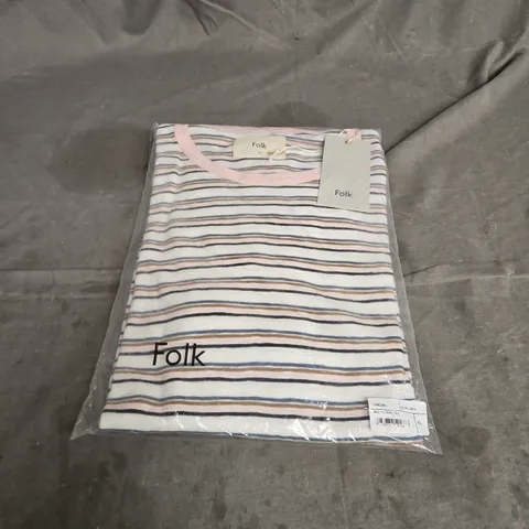 FOLK MULTISTRIPE TEE IN ECRU MIX SIZE XL