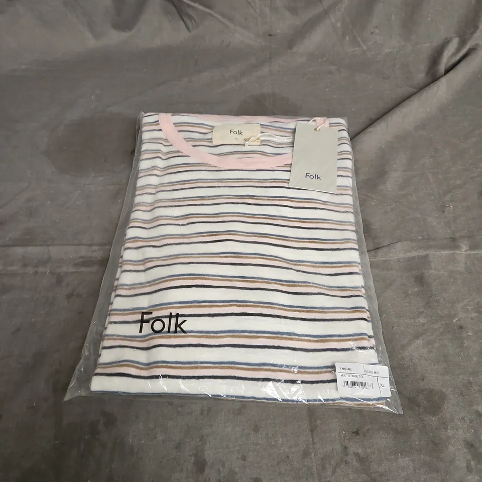 FOLK MULTISTRIPE TEE IN ECRU MIX SIZE XL