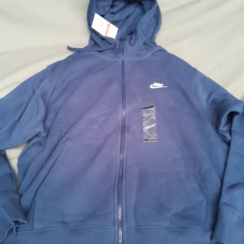 NIKE LONG SLEEVE ZIP HOODIE IN NAVY - LARGE