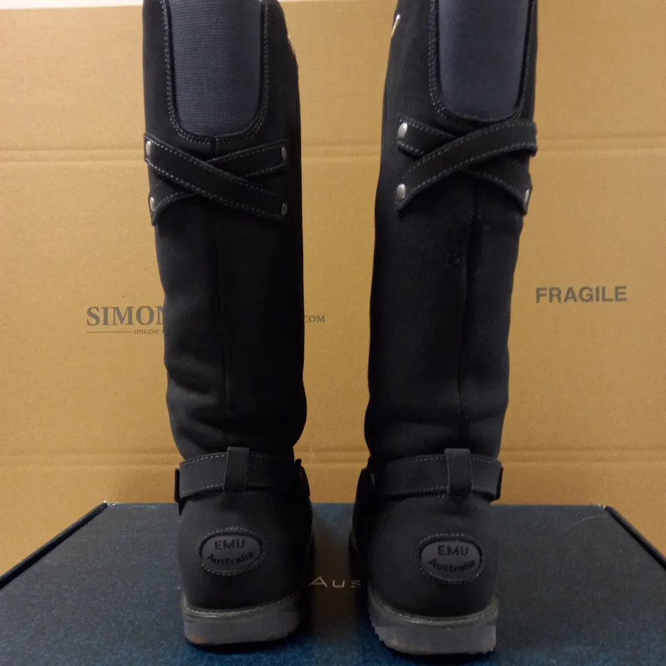 EMU AUSTRALIA KEMMIE LEATHER KNEE BOOTS DARK GREY UK SIZE 7