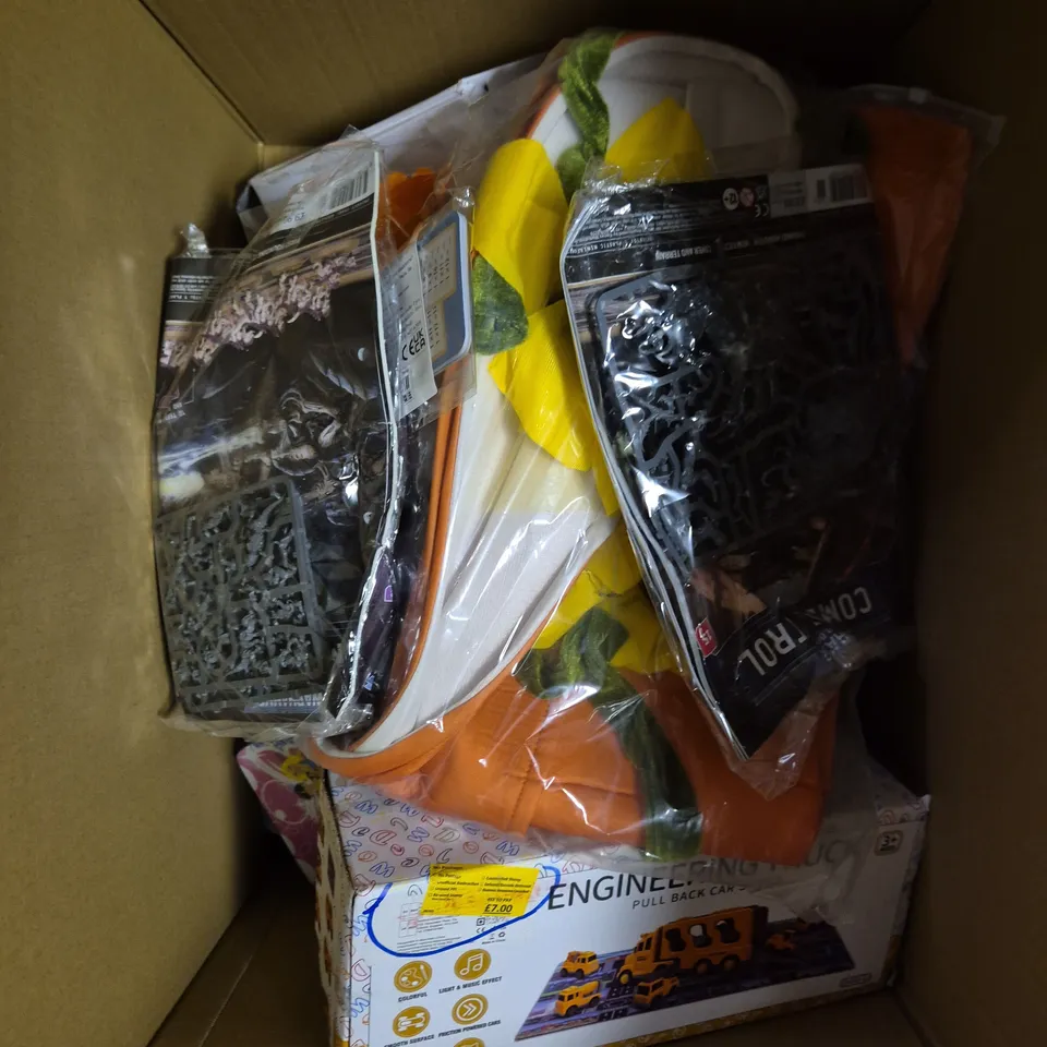 APPROXIMATELY 15 ASSORTED TOYS & GAMES TO INCLUDE BEACH BALL, MODELS, ENGINEERING TRUCK ETC 