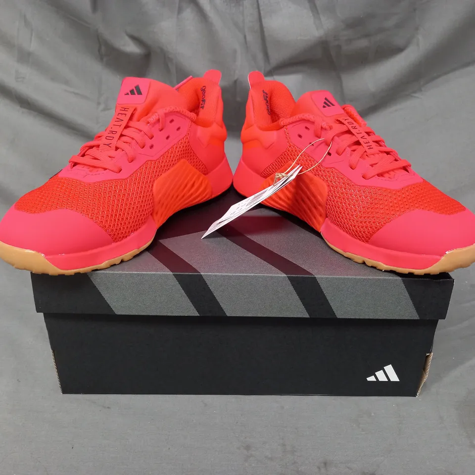 BOXED PAIR OF ADIDAS DROPSET 3 SHOES IN VIBRANT CORAL UK SIZE 6.5