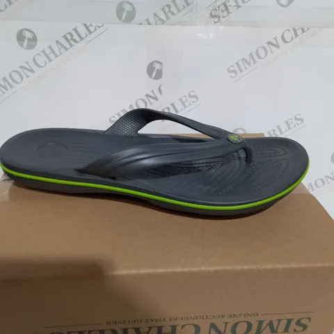 BOXED CROCS SLIDERS/FLIP-FLOPS IN GREY/GREEN - UK SIZE 10