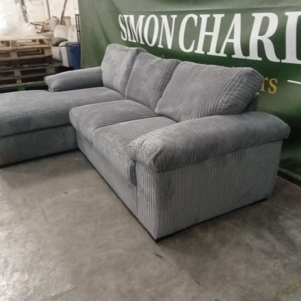 AMALFI STANDARD BACK FABRIC LEFT HAND 3 SEATER CHAISE SOFA - CHARCOAL RRP £899