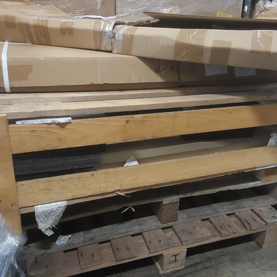 PALLET CONTAINING CATERING EQUIPMENT PARTS INCLUDING: ZOIN BACK GLASS DOOR LEFT, GLASS DOOR RIGHT FOR CW198, TOP STIFFENER FOR CR899