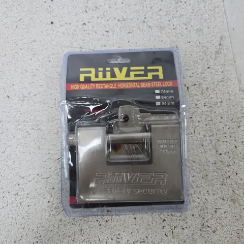 RIVER PADLOCK WITH 5 KEYS β HARDENED STEEL SHACKLE, 74/84/94MM (MADE IN CHINA)