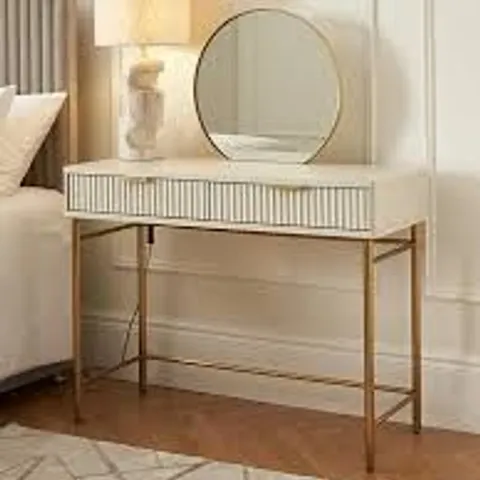 CORA DRESSING TABLE AND MIRROR SET - IVORY/BRASS - COLLECTION ONLY