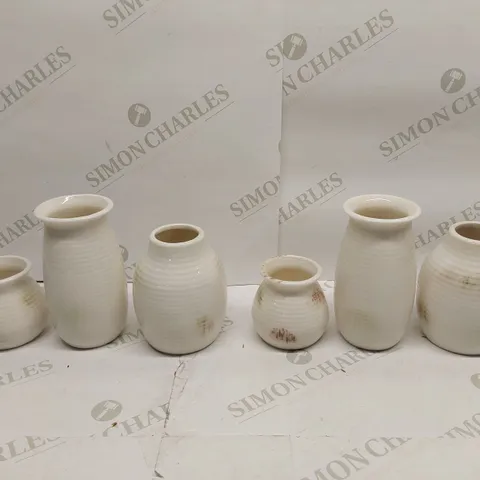 BOX OF 2X 3PCS BRAND NEW BELLE VOUS SMALL WHITE CERAMIC VASE SETS
