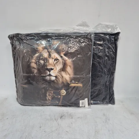 LOT OF 16 AS NEW TOP DOG LION THEMED FILLED CUSHIONS - 45X45CM