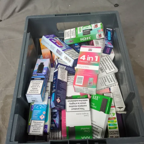 TOTE OF APPROXIMATELY 25 ASSORTED ELECTRONIC CIGARETTE ITEMS TO INCLUDE:  CRYSTAL PRO SWITCH 30K DEVICE