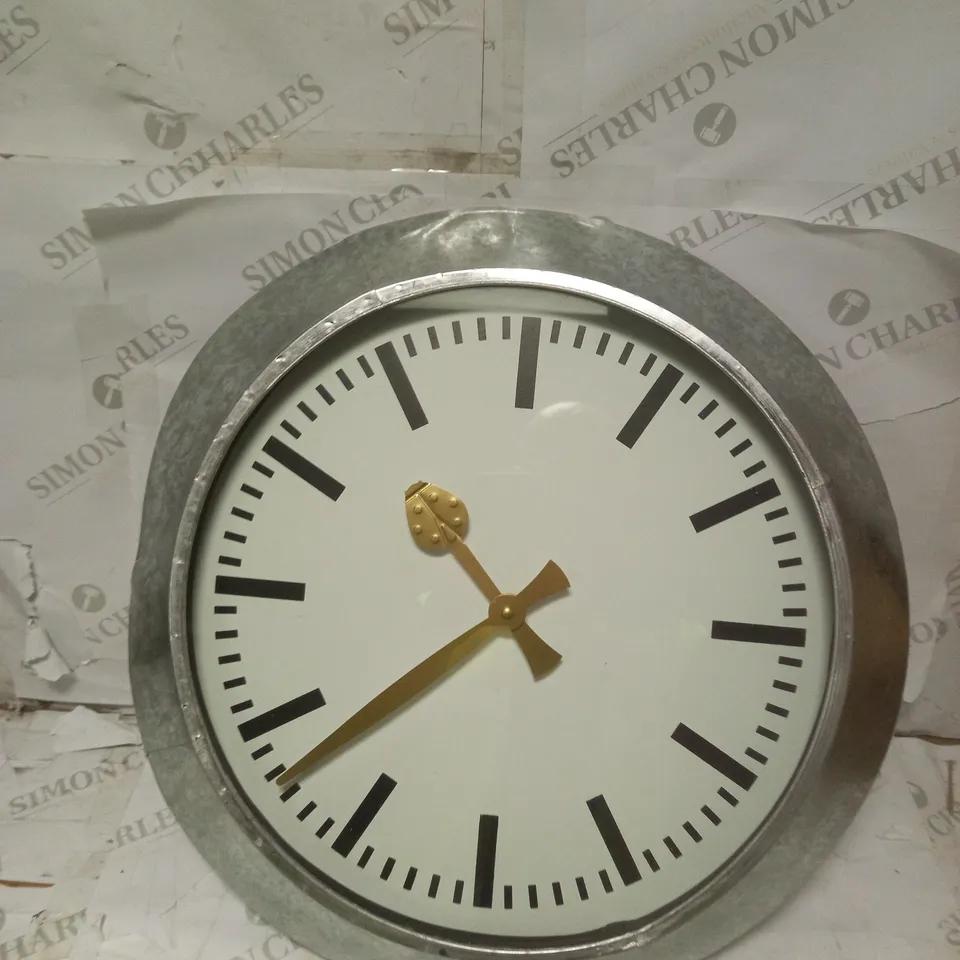LARGE OUTDOOR GALVANISED STEEL CLOCK - WHITE FACE