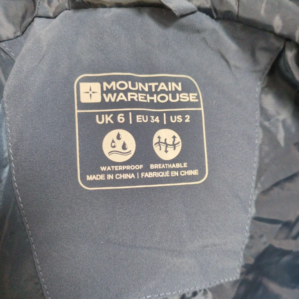 MOUNTAIN WAREHOUSE WATERPROOF HOODED JACKET – UK 6 (EU 34, US 2) BLUE