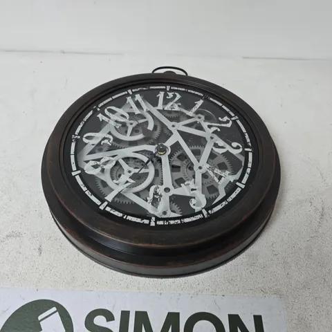 ROUND SKELETON GEAR WALL CLOCK