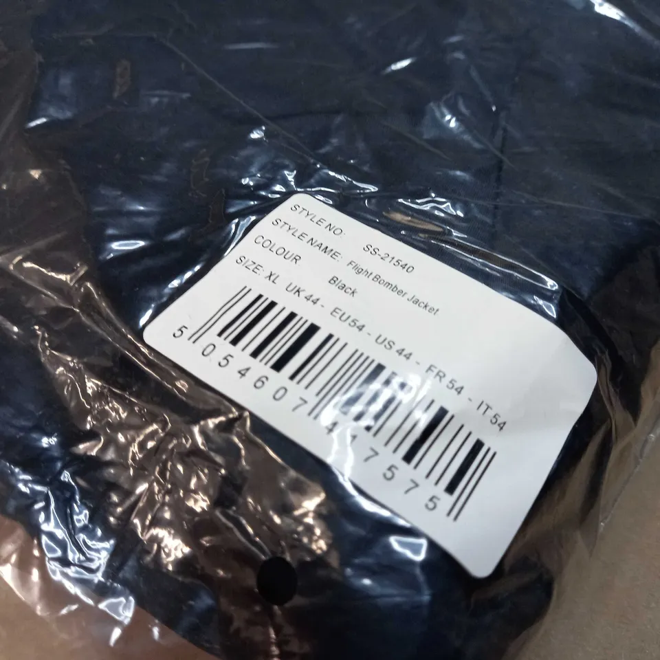 PACKAGED SILKSILK BLACK/LOGO FLIGHT BOMBER JACKET - XL