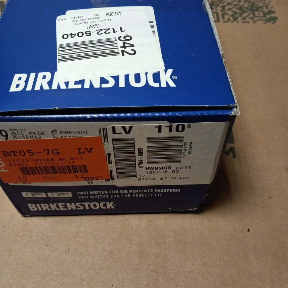 BIRKENSTOCK GIZEH BF BLACK SANDALS – BOXED - UK 5.5