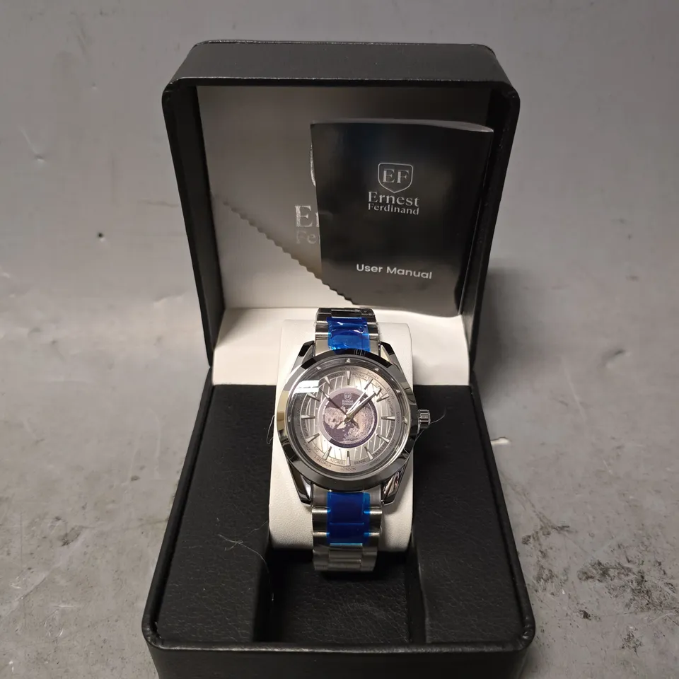 ERNEST FERDINAND WATCH – GLOBAL DIAL – STAINLESS STEEL STRAP – 3ATM WATER RESISTANT - GIFT BOX