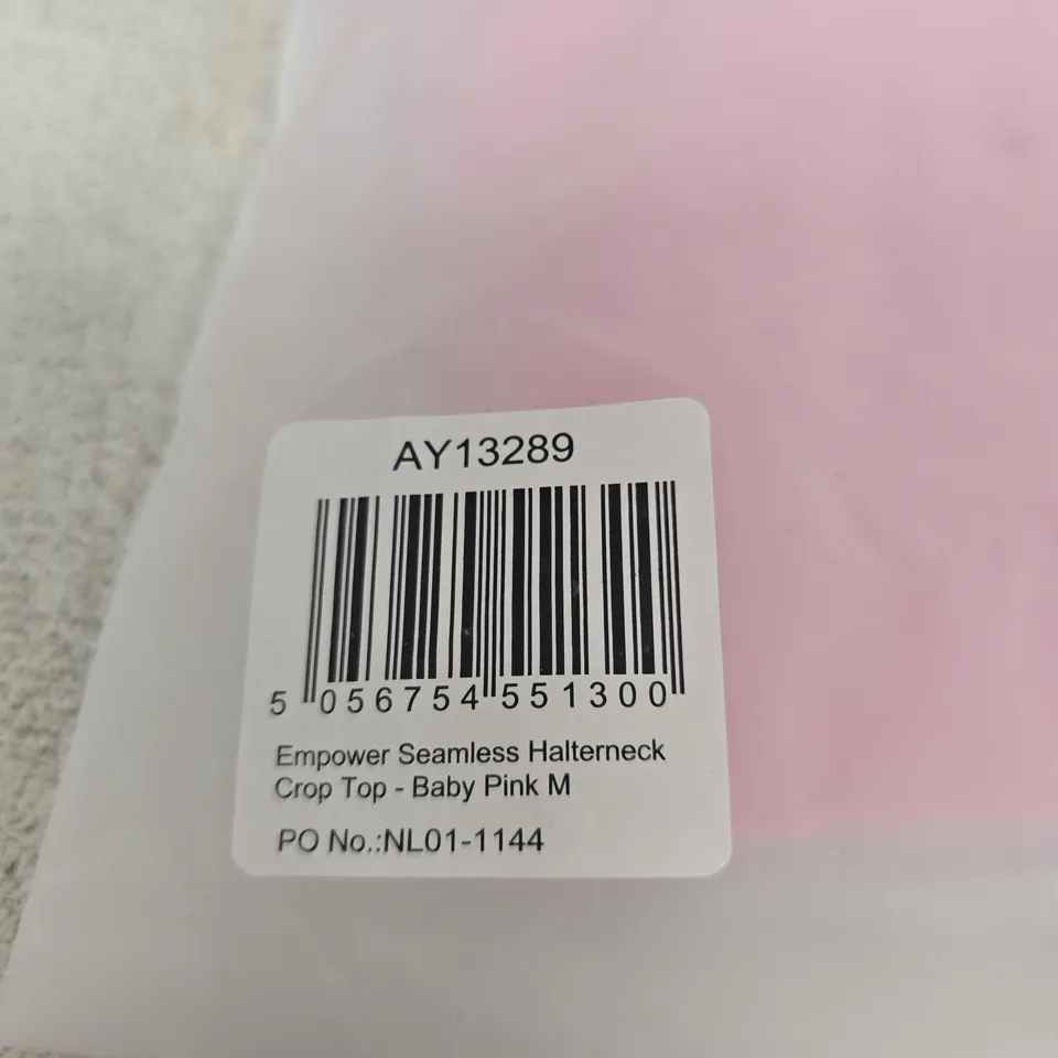 BAGGED AYBL EMPOWER SEAMLESS HALTERNECK CROP TOP – BABY PINK, UK M