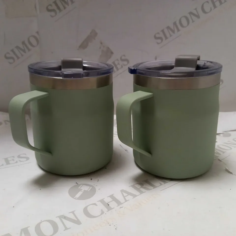 SET OF LOCKNLOCK SAGE GREEN INSULATED MUGS 