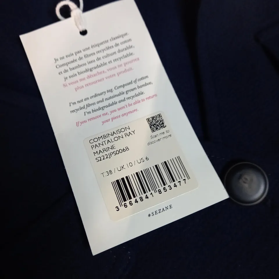 SEZANE NAVY PANTALON RAY JUMPSUIT - SIZE 10