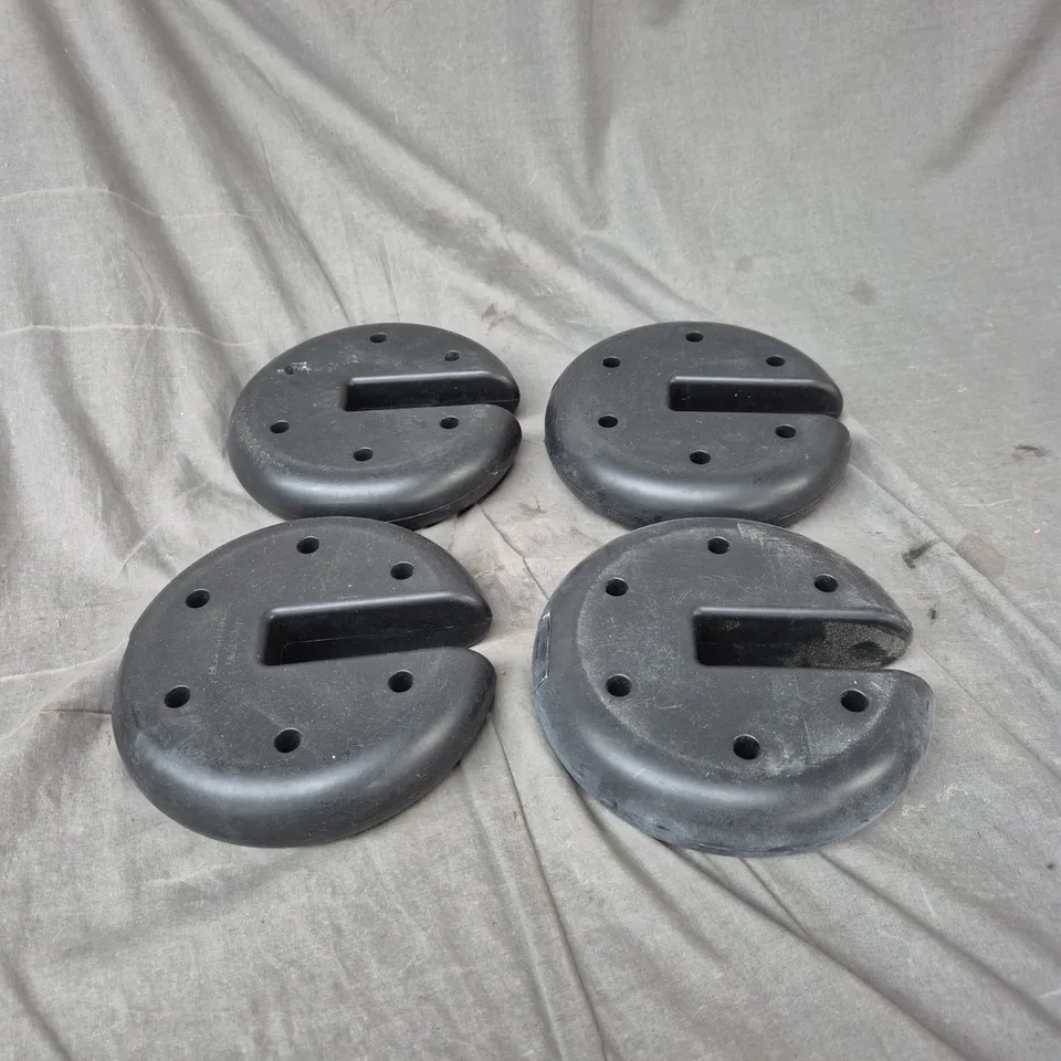 SET OF 4 ROUND BLACK OUTDOOR FURNITURE WEIGHTS - 2.3KGS EACH, COLLECTION ONLY