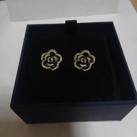 BUTLER & WILSON CRYSTAL ROSE EARRINGS 