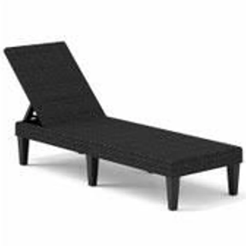 BOXED OUTDOOR CHAISE LOUNGE CHAIR RATTAN RECLINER WITH ADJUSTABLE BACKREST-BLACK