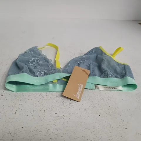 LEMONADE LACE BRALETTE – BLUE-GREY WITH YELLOW STRAPS, UK 36 (36 A-D) BRAND TAG ATTACHED