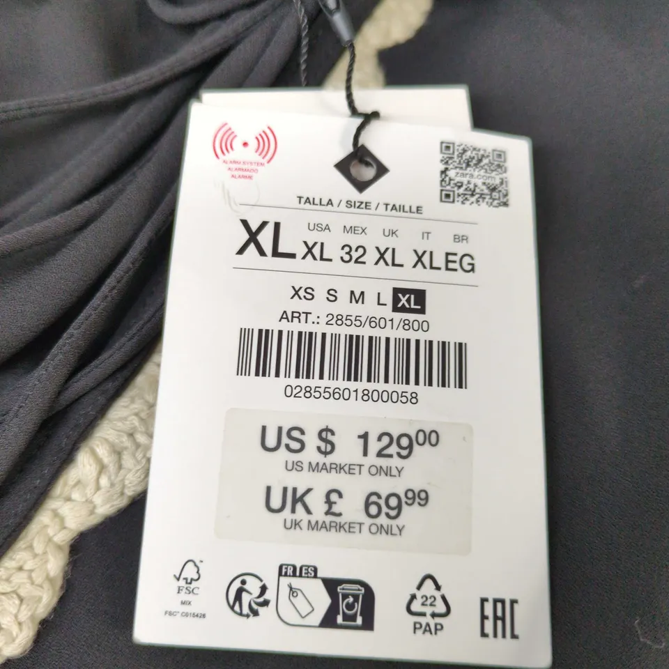 ZARA LINGERIE BLACK MAXI DRESS WITH CREAM CROCHET TRIM – SIZE XL