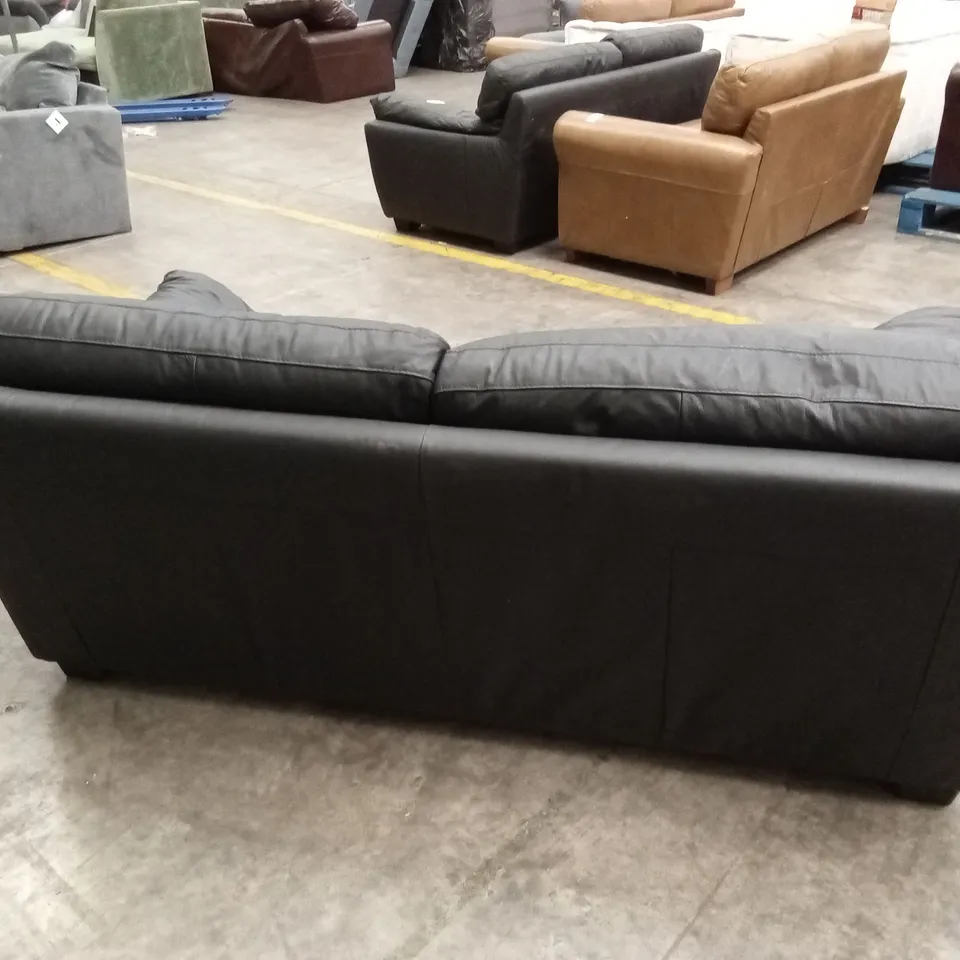 MONTREAL REAL LEATHER/FAUX LEATHER 3 SEATER SOFA - BLACK