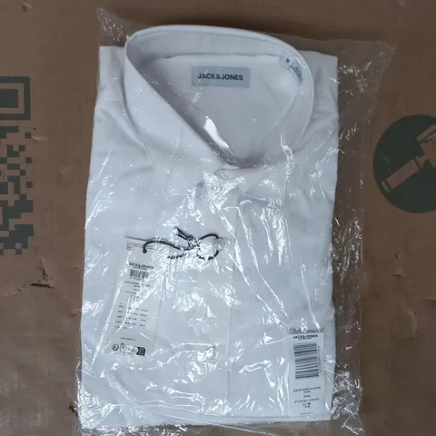 JACK & JONES LONG SLEEVE PLAIN SHIRT IN WHITE SIZE MEDIUM