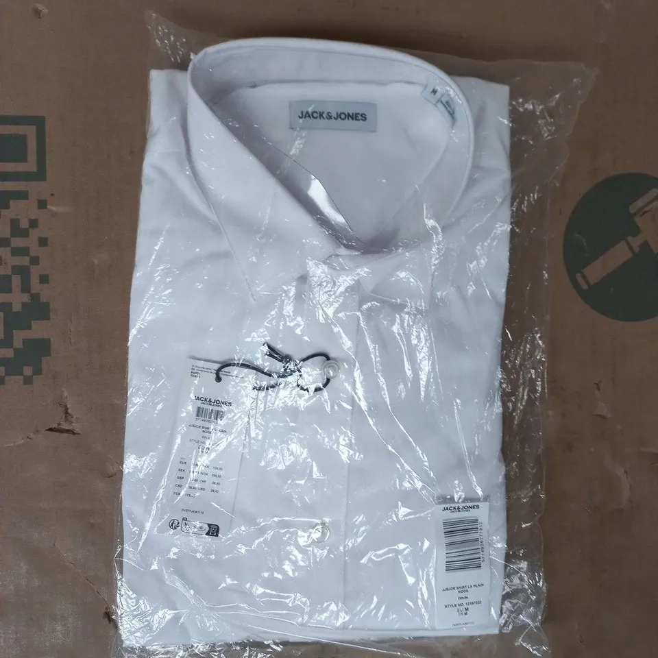 JACK & JONES LONG SLEEVE PLAIN SHIRT IN WHITE SIZE MEDIUM