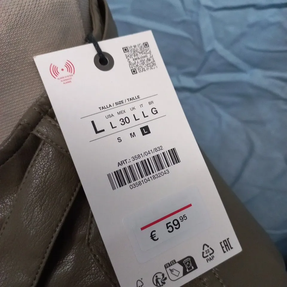 ZARA LEATHER EFFECT PONCHO IN OLIVE - UK L