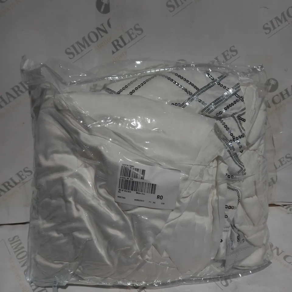 JM BY JULIEN MACDONALD DECO STYLE SEQUIN BEDDING 6 PIECE SET - WHITE - DOUBLE SIZE