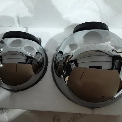 BOXED KELLY HOPPEN SET OF 2 INDOOR OUTDOOR PRELIT GLASS DECOR, REFLECTIVE ORBS