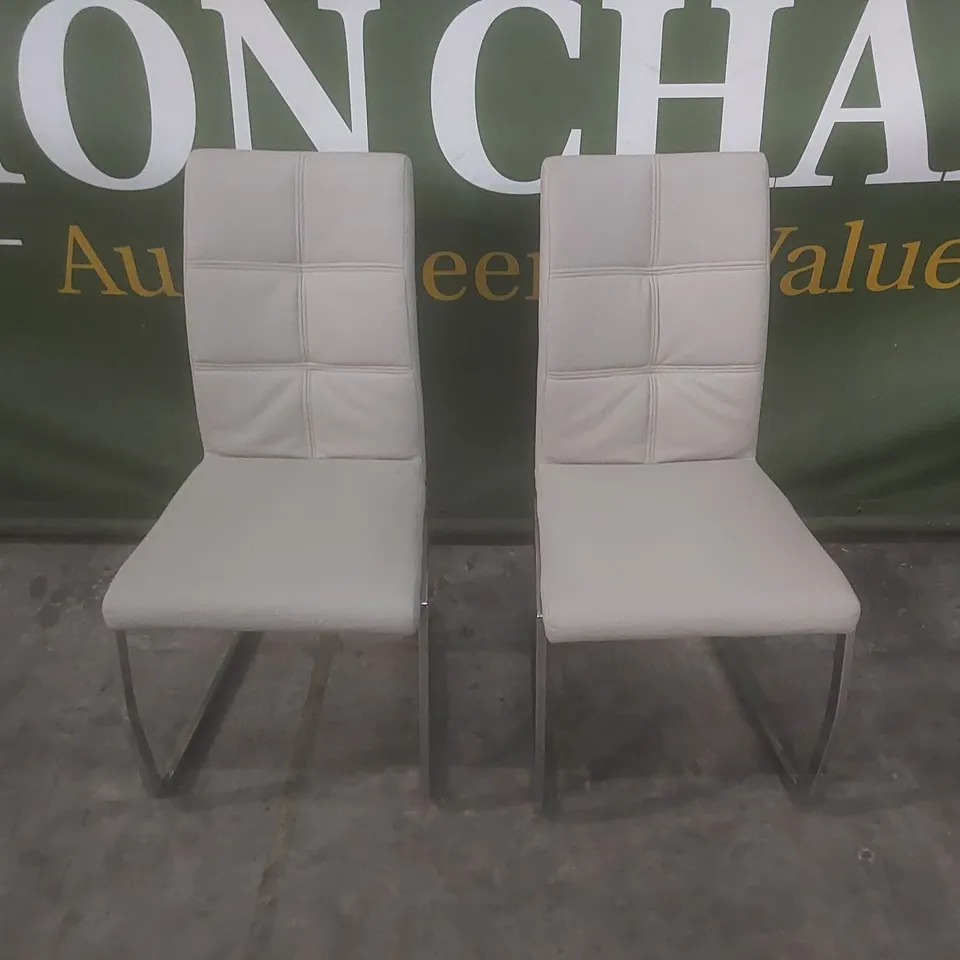 SET OF 2 DESIGNER PU FAUX LEATHER UPHOLSTERED DINING CHAIRS 