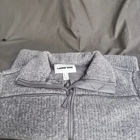 LANDS' END SPECKLED GRAY FLEECE JACKET – UK SMALL