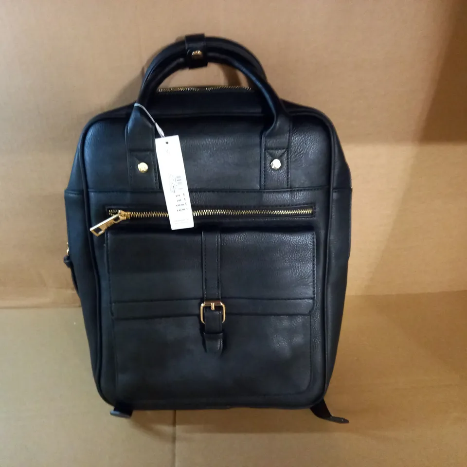ACCESSORIZE BLACK LEATHER LOOK BACKPACK
