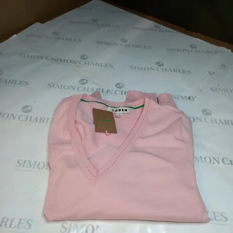 BODEN PINK V-NECK TOP SIZE MEDIUM