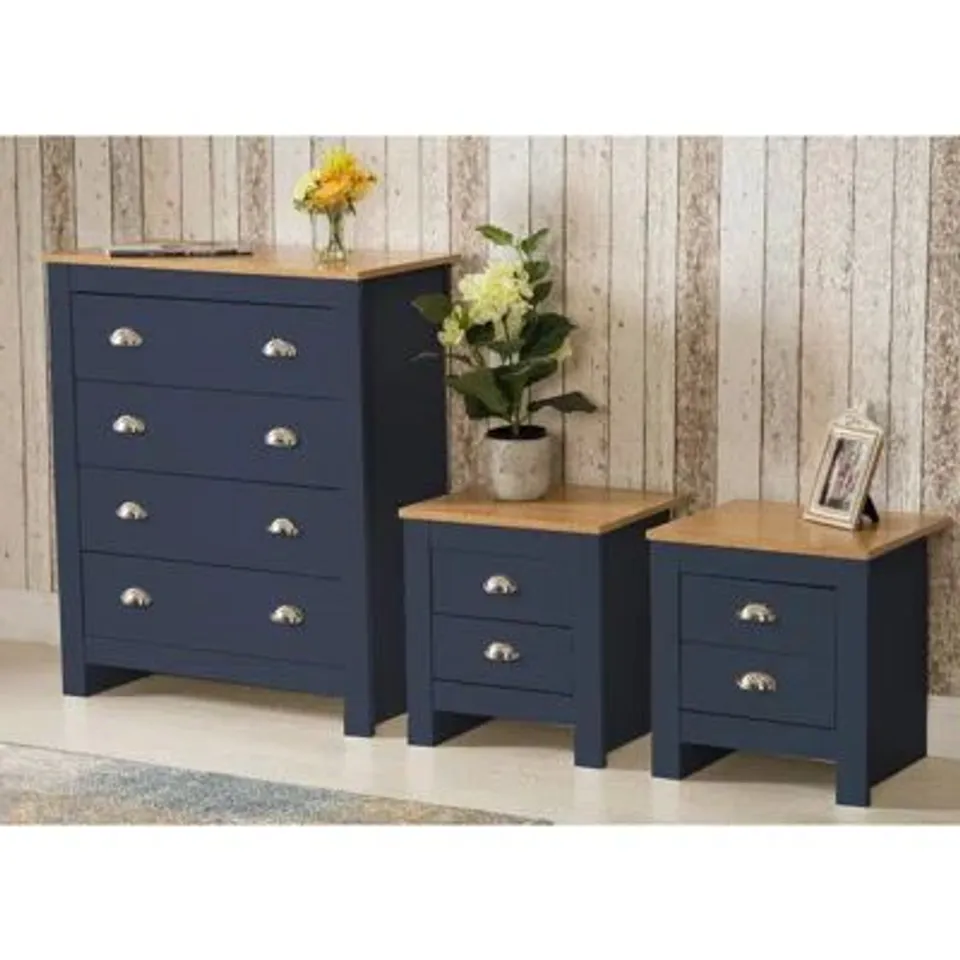 BOXEX AMARELIS 3 PIECE BEDROOM SET - BLUE/OAK (2 BOXES)