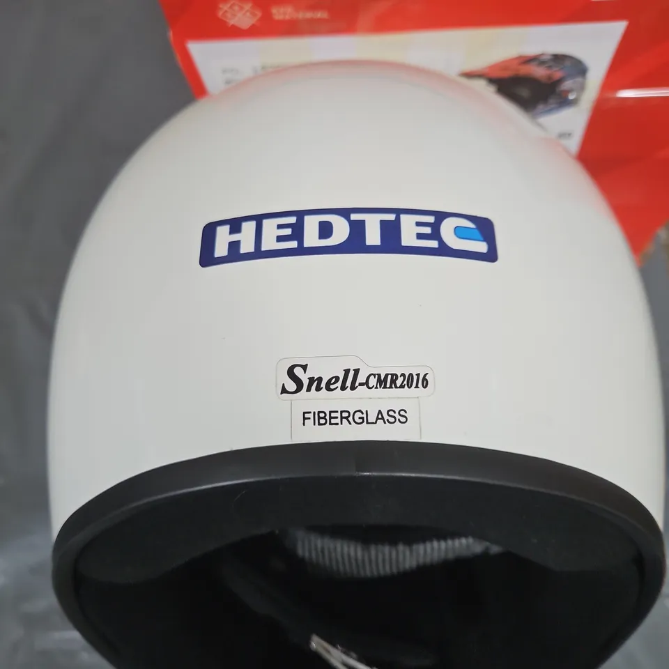 HEDTEC SNELL CMR2016 FIBERGLASS MOTORSPORT HELMET – WHITE, SIZE M