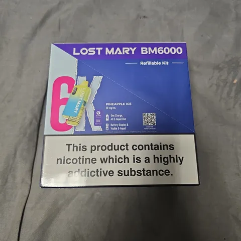 SEALED LOST MARY BM6000 REFILLABLE KIT – PINEAPPLE ICE - 20MG/ML - 5-PACK