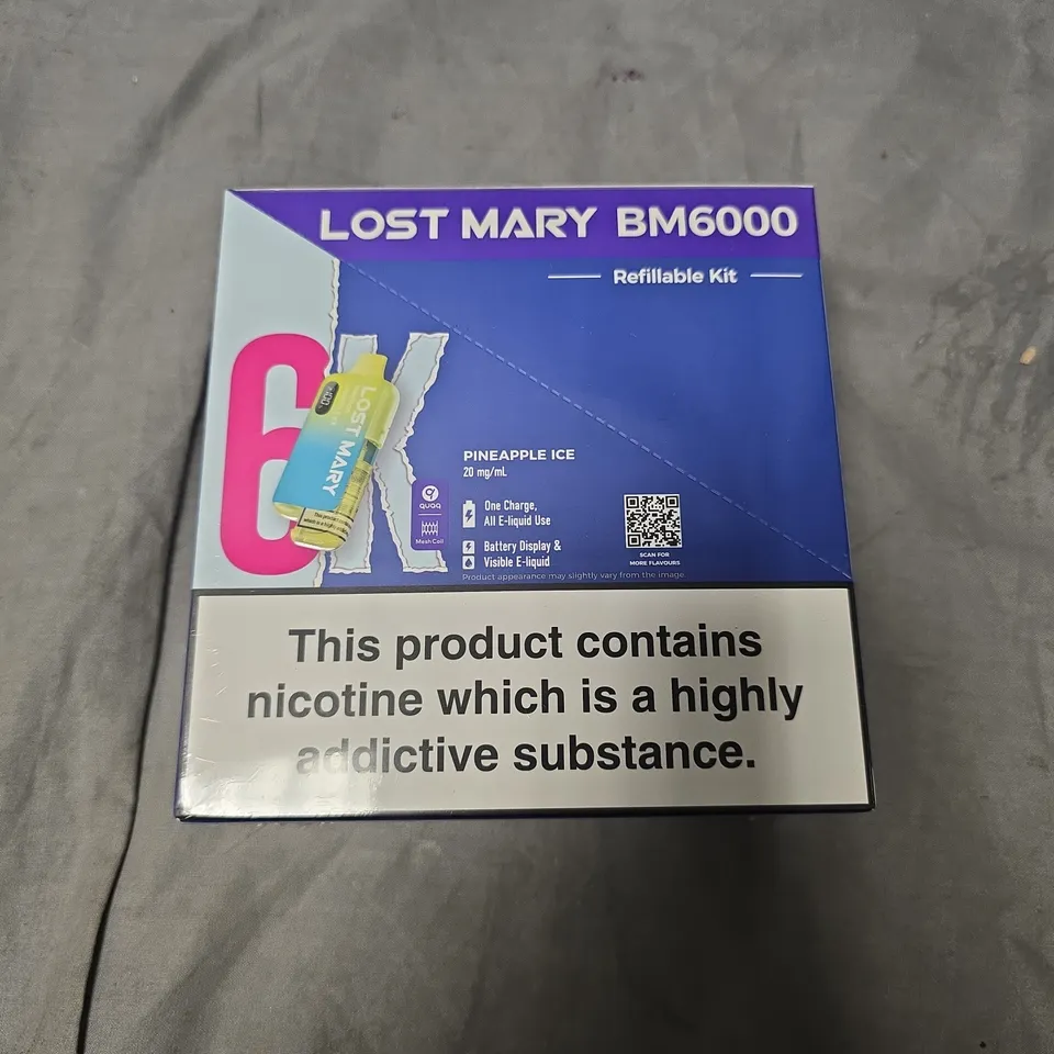 SEALED LOST MARY BM6000 REFILLABLE KIT – PINEAPPLE ICE - 20MG/ML - 5-PACK