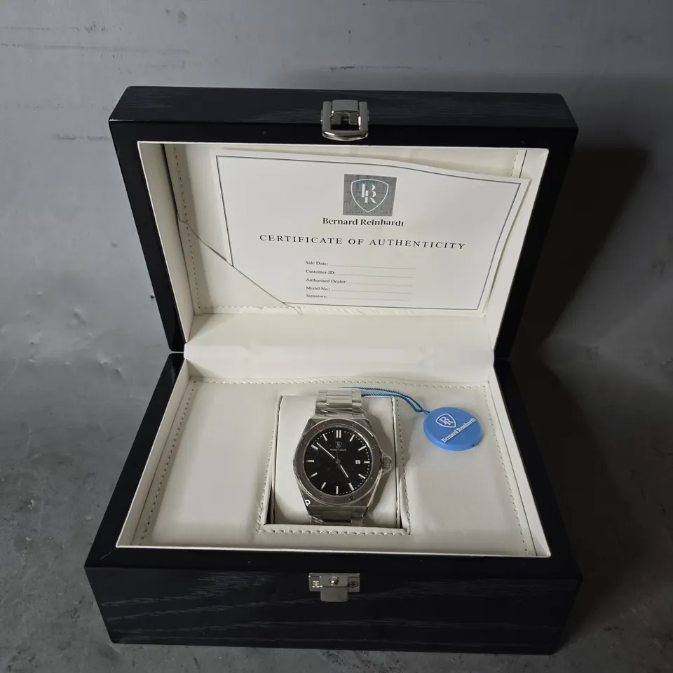 BERNARD REINHARDT WATCH – BLACK DIAL – 316 STAINLESS STEEL CASE & STRAP – SWISS MOVEMENT – SAPPHIRE CRYSTAL - 5 ATM WATER RESISTANT – GIFT BOX 