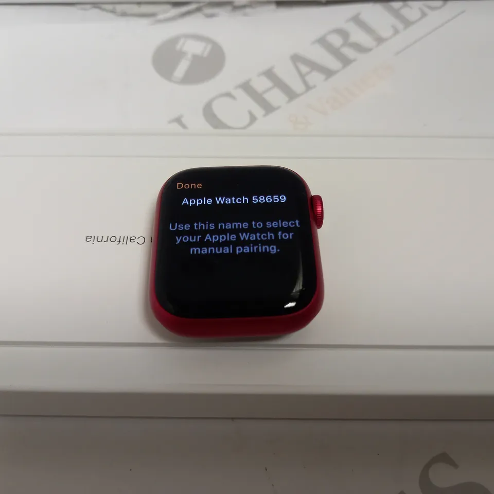 BOXED APPLE WATCH SERIES 8 IN RED, 41MM WITH STRAP