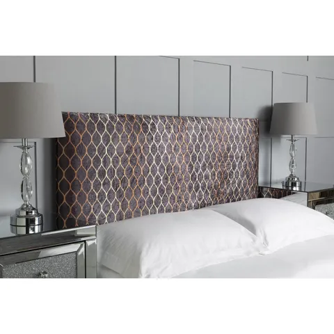 BOXED UPHOLSTERED HEADBOARD, ARGYLE MARBLE VELVET DESIGN FABRIC - 150cm