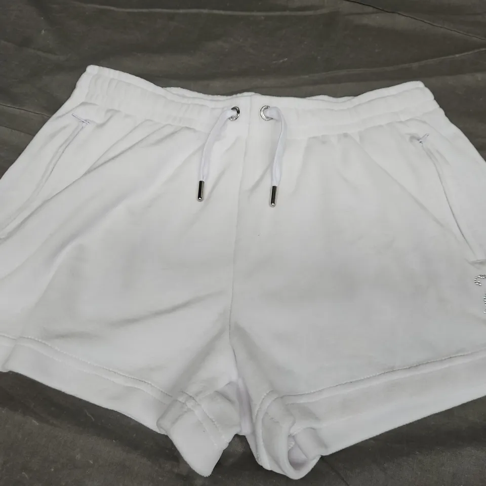 JUICY COUTURE VELVET SHORTS, WHITE - UK SIZE M 
