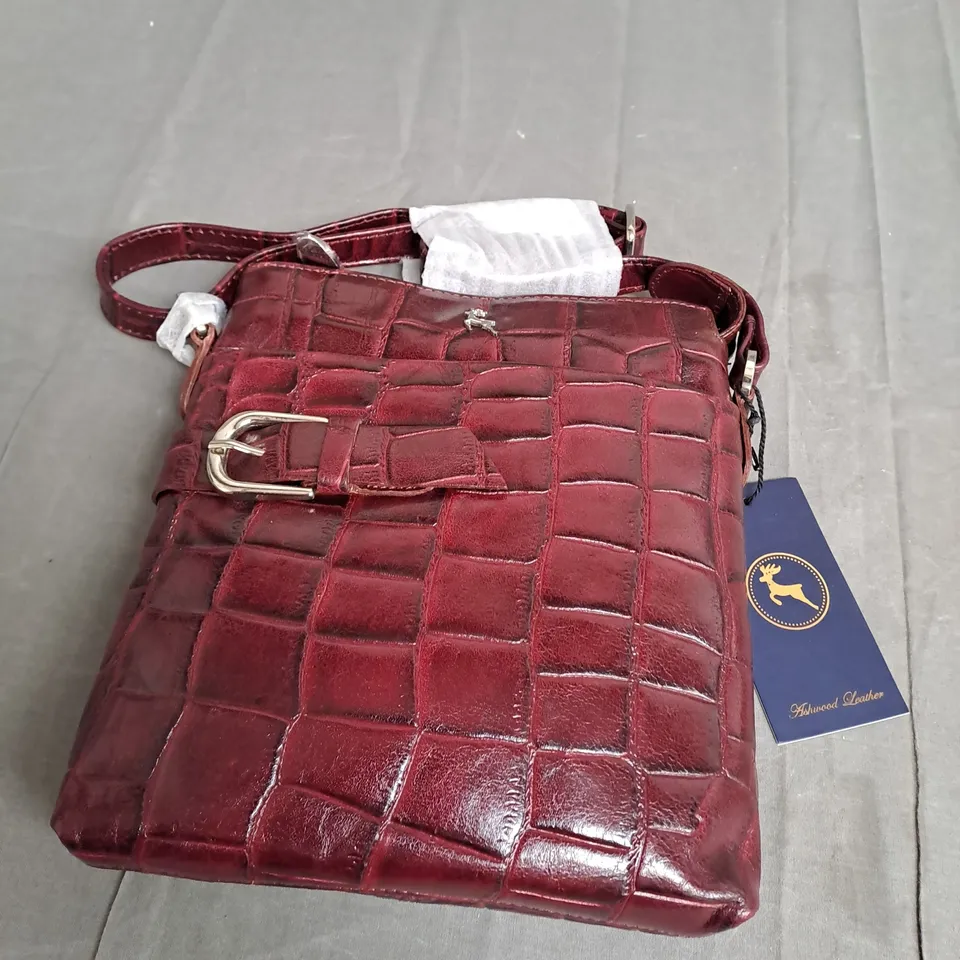 ASHWOOD MEDIUM JOANI BUCKLE LEATHER CROC CROSSBODY BAG