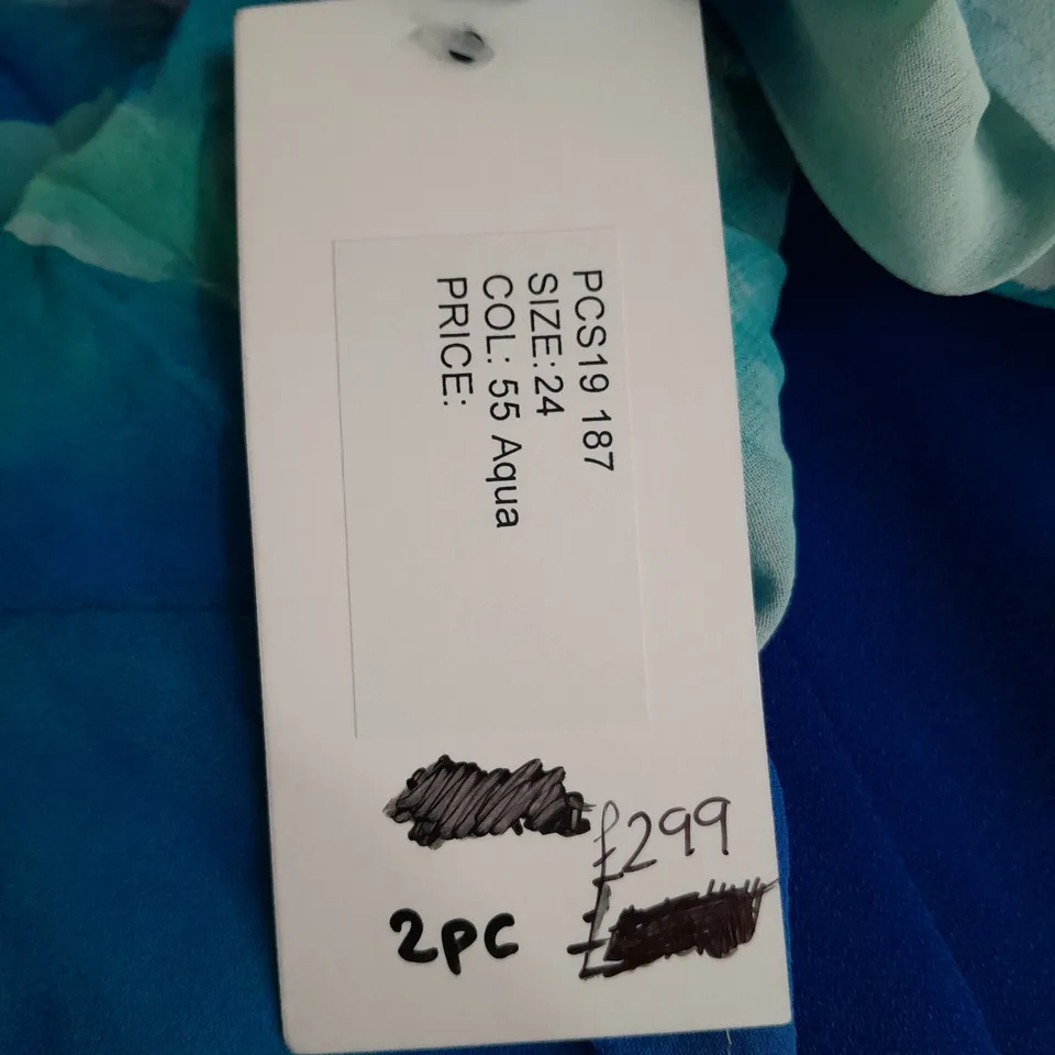 PERSONAL CHOICE BLUE DRESS WITH PATTERNED OVER SHIRT - 24